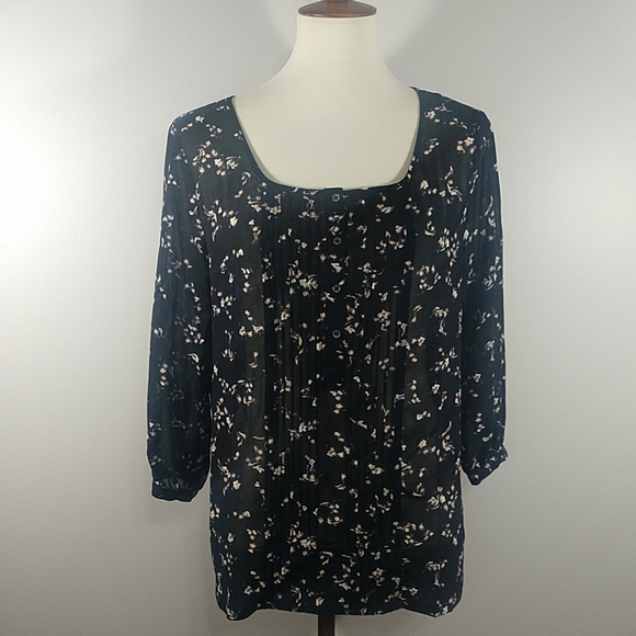 Top: NEW Philosophy Sheer Scoop Neck Floral Blouse - Picture 3 of 6